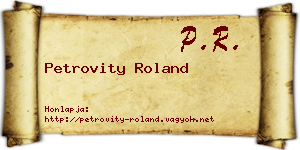 Petrovity Roland névjegykártya